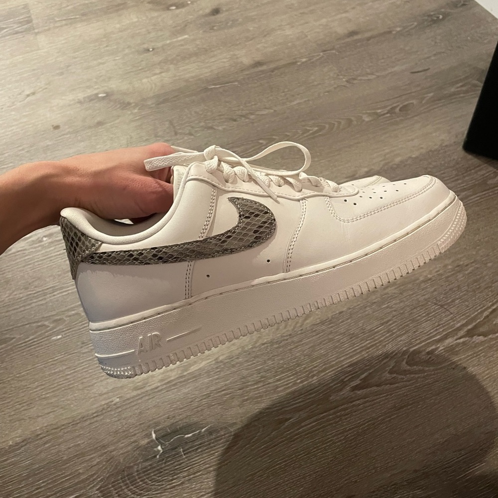 Nike Women’s Air Force 1, size 9, off white with grey snakeskin accents